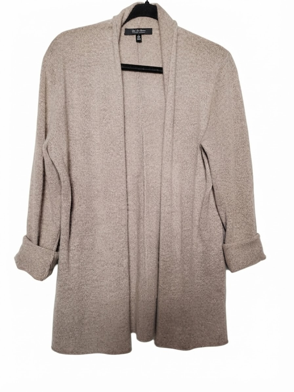 Saks Fifth Avenue Cashmere Collection Beige Open Front Cardigan Sweater Size L